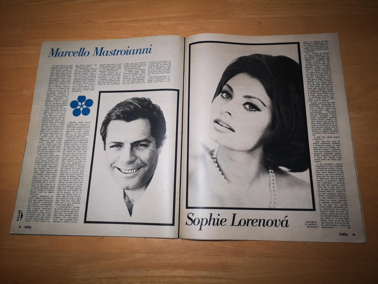 1x Kvety Sophia Loren Marcello Mastroianni Bez Titulni Strany Aukro