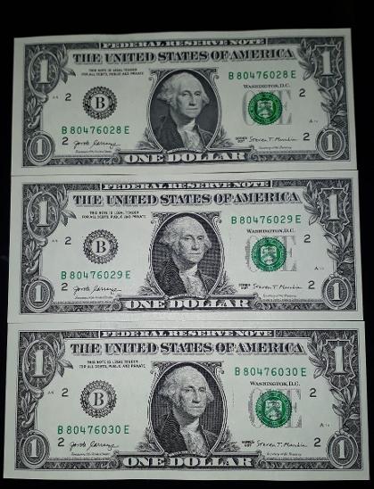 3 X Dollars 17 New York Usa Unc Korelativy Serie Numbers Aukro