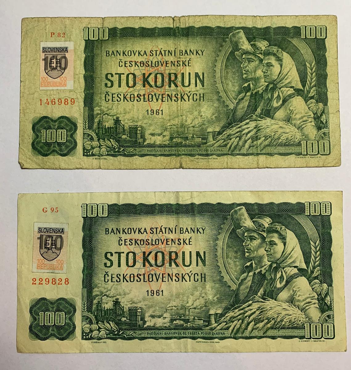 100 korun slovenský s kolkom 2 000