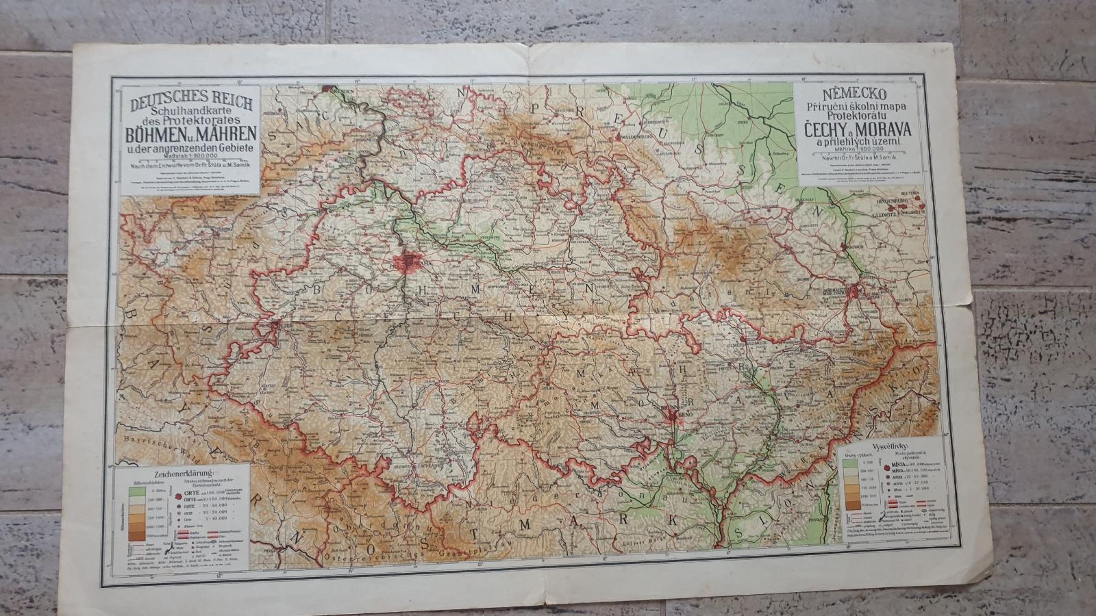 Mapa Protektorátu Čechy A Morava 1941 Deutsche Reich Böhmen Und Mahren Aukro 9488