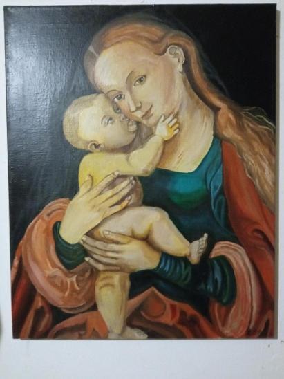 Madona s dieťaťom, olejomaľba 