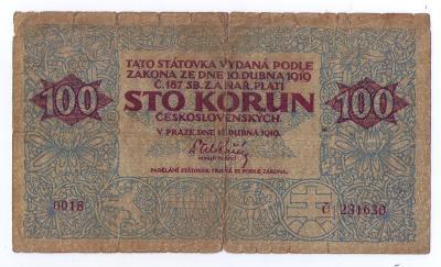 ČSR bankovka 100 korún 1919