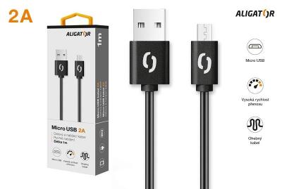 ALIGATOR Datový kabel 2A, Micro USB konektor, 1m, černý