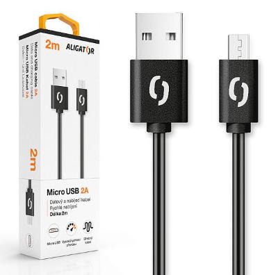 ALIGATOR Datový kabel 2A, Micro USB konektor, 2m, černý