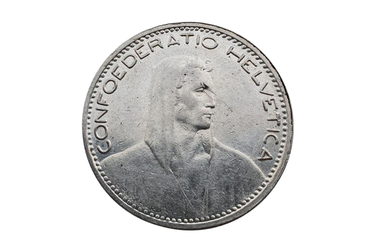 Stříbrný švýcarský 5 frank 1923 - mince